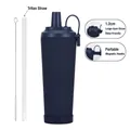 Λεπτομερής όψη μπουκαλιού 830ml με καλαμάκι 1,2 cm και βούρτσα καθαρισμού - 830ml / Λουλακί