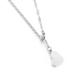 Polished silver heart pendant necklace with adjustable chain and slide bead for women - Steel Color Adjustable Bead Heart Style (KN118859-Z)
