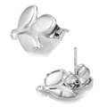 Silver stainless steel triple leaf earrings with detailed texture and backings - 06 Silver (Clover Leaf)