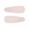 Lot de deux barrettes roses beiges à pois blancs avec bordure en dentelle pour fille - Pince Goutte à Bord Festonné (Lot de 2) / Beige Rose à Pois Blancs