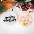 Merry Christmas Fondant-Stempel mit Schleife und Ilexblatt für Weihnachtsplätzchen - Weihnachtswünsche F