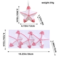 Stella di Natale in peluche bianca con corda rossa e specifiche dettagliate delle dimensioni - Stella Pentagramma in Corda Bianca e Rossa / 3 Pezzi/Scatola