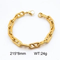 Bracciale da uomo in acciaio inossidabile con maglie a H dorate e chiusura a moschettone - 8mm Oro (KB185490-Z)
