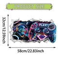 Adesivo murale 3D gaming con scimpanzé cyberpunk e controller neon, misura 58cm x 32cm - Stile Cyberpunk Scimmia Cuffie Controller (UV50644T_R)