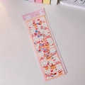Close-up of cute pudding-themed stickers with white rabbit characters on a pink card - 5# Cake Rabbit