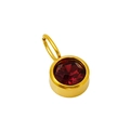 Golden pendant with a round faceted red zircon birthstone for jewelry DIY crafting - June (ZA2171G)