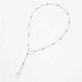 Detail of silver beaded chain necklace featuring hollow heart and letter E pendant - Letter E Pendant (XL3184【Steel Color E】) / Steel