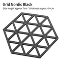 Nordic black hexagonal hollow heat-resistant silicone coaster with grid design - Thin Style / Black Lattice