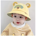 Cute yellow baby bucket hat with bear ears and COOL embroidery for sun protection - 8 Months-3 Years (46-50cm) / 15 Yellow (COOL)