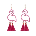 Handmade pink flamingo tassel earrings with elegant gold hooks and fuchsia accents - Rose Pink Flamingo Tassel (EHJB-161HJ-J)