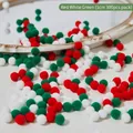 Christmas DIY set of 300 red, white and green 1cm plush pompoms for crafts - Red White Green (1cm, 300pcs/pack)