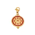 Stainless steel round pendant with red zircon inlay and golden lobster clasp - D188-1 Gold Zircon Pendant