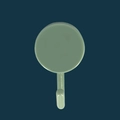 Single greyish-green 3-prong rotating adhesive wall hook with circular base on blue background - Light Blue