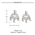 Détail du pendentif serrure Ruyi de 22mm en cuivre et zircon avec dimensions - YE028 Argent Cadenas Pingan