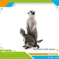 Realistic meerkat animal figures set with young pup in upright standing posture, 33g - Meerkats with Young (PL127-2571)