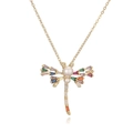Collana libellula placcata in oro con pietre preziose colorate e perle bianche da donna - Oro Zirconia Multicolore
