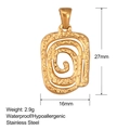 Ciondolo a cuore rettangolare testurizzato in oro e acciaio inox da 27mm x 16mm - Ciondolo Rettangolare a Spirale (SS0017)