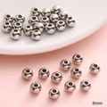 6mm stainless steel round spacer beads in silver finish for DIY jewelry making - 6mm (Hole approx 2mm) 30pcs/pack / Steel