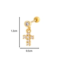 Golden cartilage earring featuring a zircon-studded cross pendant and screw back ball - Cross Charm Style (10# Gold)