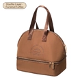 Double layer insulated lunch bag in caramel brown color with two-way metal zippers - Double Layer / Caramel color
