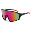 Gafas de sol deportivas de ciclismo con montura negra y lentes reflectantes rojas - 8607# / Marco Negro Arena / Lentes de Mercurio Púrpura