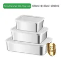 3-piece 304 stainless steel food storage containers with transparent lids 650-1700ml - 304 Stainless Steel / 3pcs Set With Lids / Set of 3/650+1100+1700ML