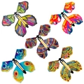 Five assorted colorful magic flying butterflies with vibrant paper wings and rubber bands - 10PCS Butterfly Pack (2023 Style)