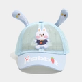 Berretto da baseball in rete azzurra per bambine con lunghe orecchie da coniglio e patch - 52cm (2-5 Anni) / Azzurro