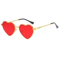 Lunettes de soleil cœur à verres rouges avec branches métalliques torsadées dorées - Monture Dorée Rouge Océan