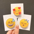 Set di 3 supporti per telefono in acrilico giallo con vari motivi emoji divertenti - Set di 3 Emoji