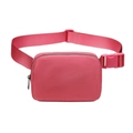 Waterproof nylon sports waist bag in peach pink with adjustable strap and buckle - Watermelon red