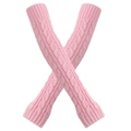 Pink cable knit long fingerless gloves with ribbed cuffs in a soft knit texture - One Size / Pink