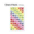 Colorful heart stickers sheet for DIY albums and journals 15x9.3cm size - Heart (Single Sheet)