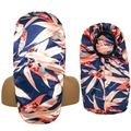 Cuffia da notte lunga in raso blu navy con piume rosa per la cura dei capelli - Taglia unica / Blu Navy Con Foglie