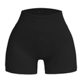 Zwarte naadloze yoga shorts met hoge taille, ribtextuur en scrunch butt lifting effect - Dun Matzwart