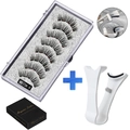 Reusable 5-magnet eyelash kit with white applicator and 5 pairs of MB15K-5 magnetic lashes - MB15K-5 / 5 Pairs Eyelashes + White Clip