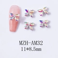 Detail von 3D Schmetterling Nagelkunst Charms mit Aurora Strass auf rosa Basis - Aurora AB Schmetterling (AM32)