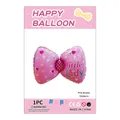 Pink bow foil balloon with Sweet Little Lady text and heart pattern for girl birthday - Pink Bowknot