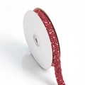 Burgundy and white tweed ribbon roll for Christmas gift wrapping and hair bow making - 1cm Wide * 9m Long / Burgundy