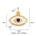 Lucky Evil Eye charm with blue gemstone in gold finish, measuring 14mm by 13mm - Light Yellow