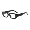 Classic black square frame sunglasses with retro thick frosted matte finish - Black Frame Clear Lens