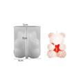 Rose bear silicone mold for candles and plaster crafts, height 7cm, 3D texture design - Small Rose Bear with Bow