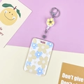 Floral ID card holder with retractable daisy reel and keychain for students - Light Yellow Flower Badge Reel / Yellow Blue