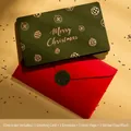 Green Christmas greeting card with gold foil lettering, red envelope and sticker set - Style B - Gold Foil Bronzing / Card, Envelope, Insert And Sticker