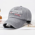 Distressed grey washed cotton baseball cap with Always 75 NEWYORKCITY 3D embroidery - Adjustable / Gray