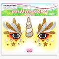 21-teiliges Einhorn-Glitzer-Gesichtsjuwelen und Sternen-Pailletten-Set für Party-Make-up - Einhorn Gold Silber Custom