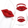Sparkling red lip napkin ring with red rhinestones for wedding dinner table decoration - Red Lips Rhinestone