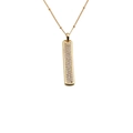 Gold geometric bar necklace for women with micro-paved clear cubic zirconia stones - 01025GZ/Rectangle Double Layer Pave / Gold