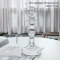 Elegant 20.5cm ribbed clear glass candlestick holder for weddings and home decor - Vertical Stripe Extra Large / Clear