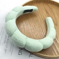 Handmade braided mint green plush sponge headband with high crown design for women - Wave Shape Headband / Terry Cloth Light Green